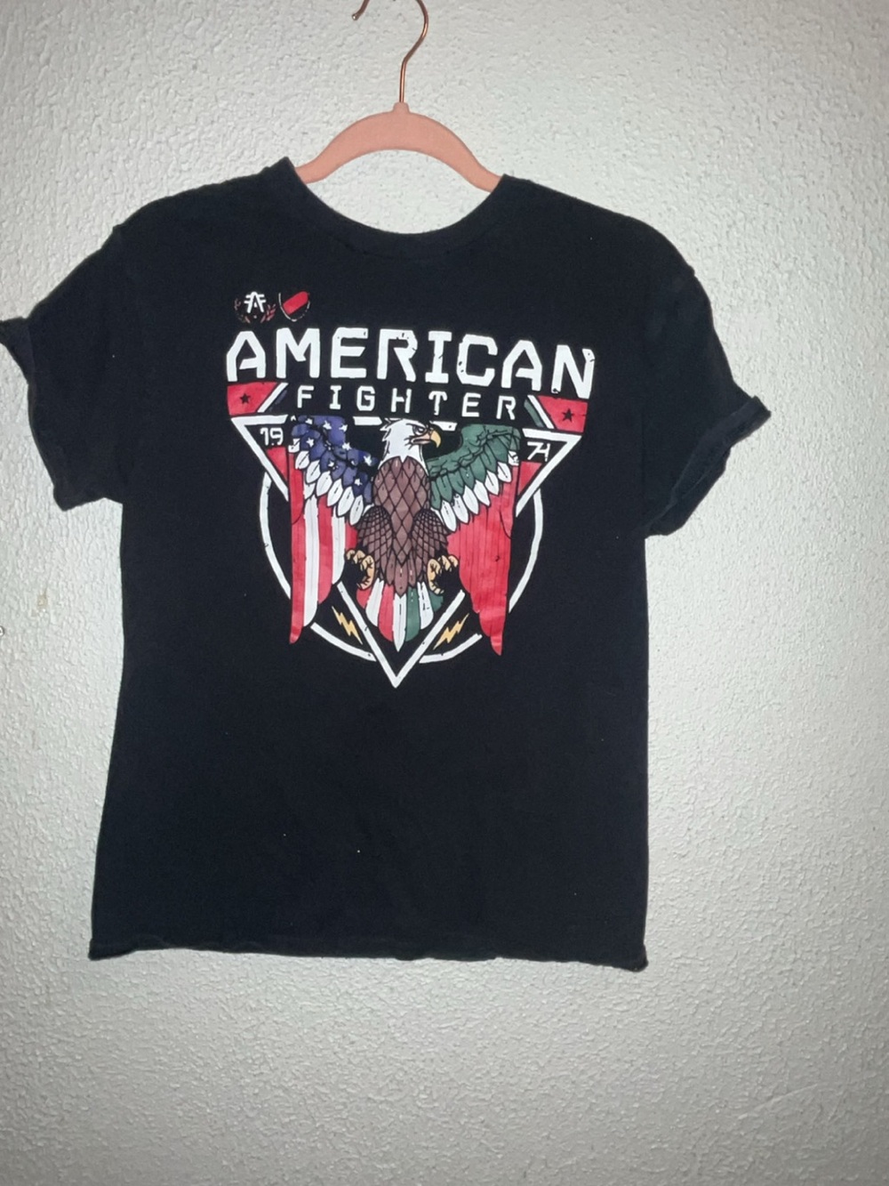 American Fighter Black Tee with Patriotic Eagle Graphic